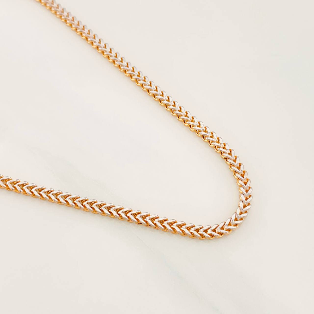 Franco Chain 8.7g / 24 in / 1.1mm Two-Tone White and Rose Gold 18K