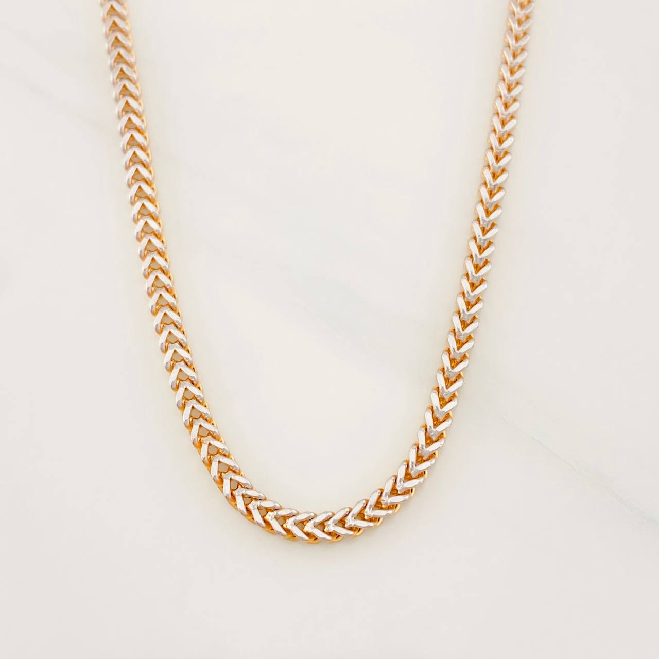Franco Chain 8.7g / 24 in / 1.1mm Two-Tone White and Rose Gold 18K