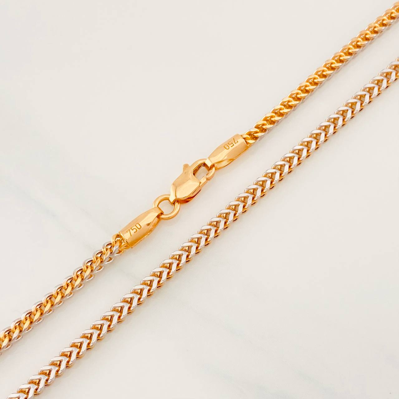 Franco Chain 8.7g / 24 in / 1.1mm Two-Tone White and Rose Gold 18K
