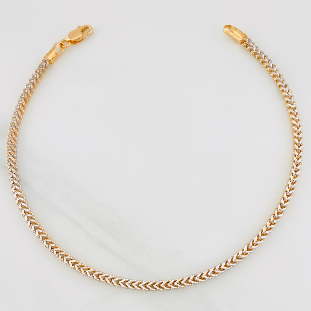 Franco Bracelet 3.4g / 7 3/4 in / 2.23mm Two-Tone White and Rose Gold 18K