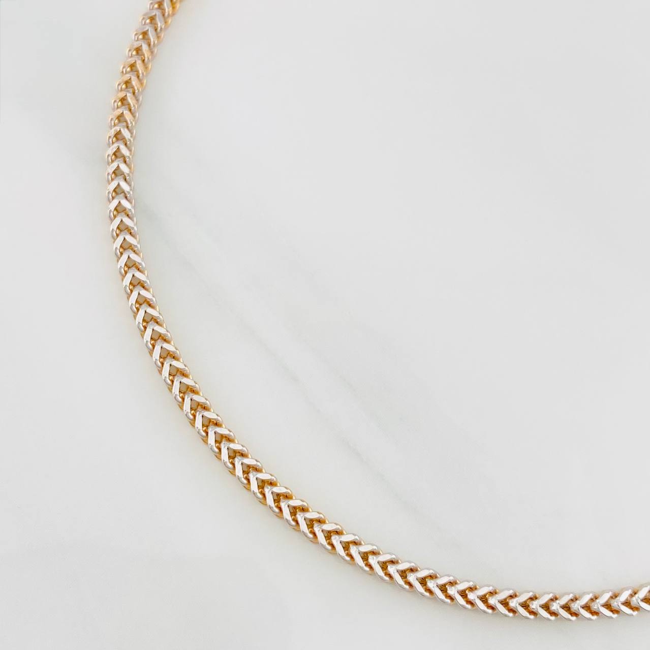 Franco Bracelet 3.4g / 7 3/4 in / 2.23mm Two-Tone White and Rose Gold 18K