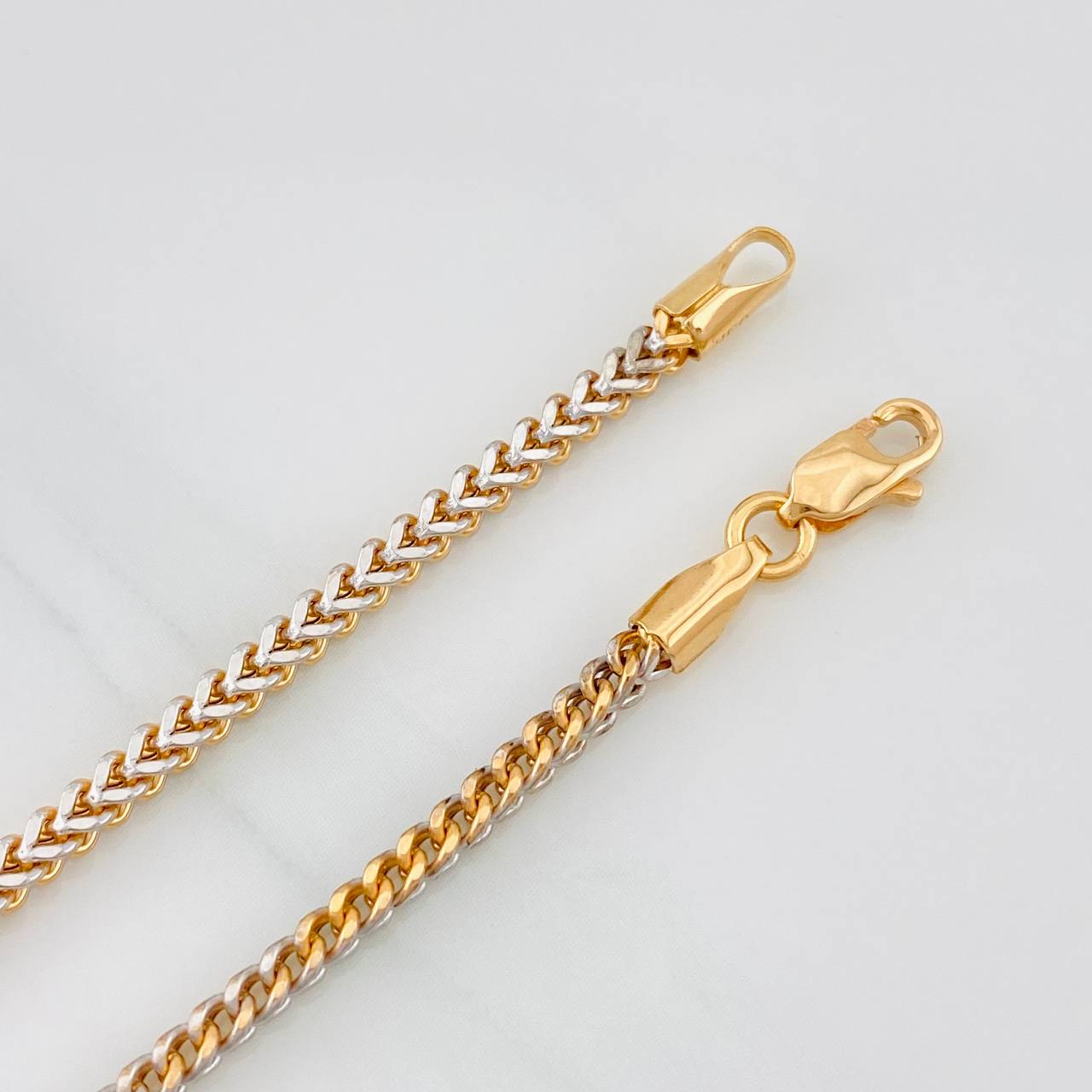 Franco Bracelet 3.4g / 7 3/4 in / 2.23mm Two-Tone White and Rose Gold 18K