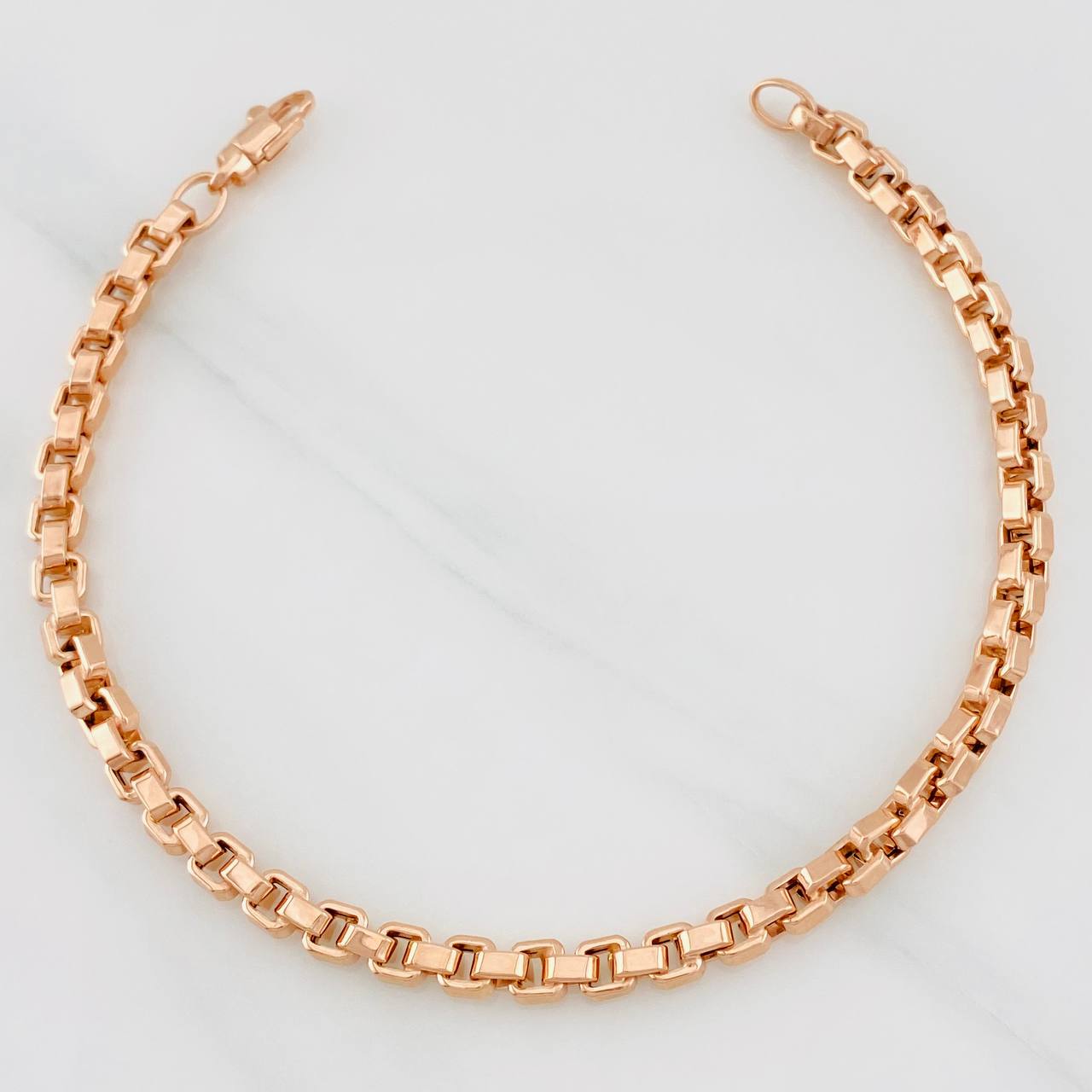 Pulso Veneciano Cuadrado 6.9g / 8 1/2 in / 4.56mm Oro Rosa 18K