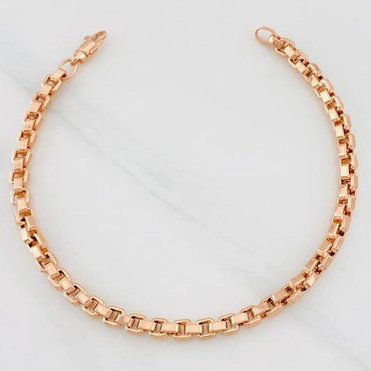 Venetian Bracelet Square 6.9g / 8 1/2 in / 4.56mm Rose Gold 18K