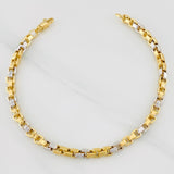 Pulso Veneciano Cuadrado 6.4g / 8 1/2 in / 4.43mm Dos Oros Amarillo Blanco 18K