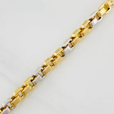 Pulso Veneciano Cuadrado 6.4g / 8 1/2 in / 4.43mm Dos Oros Amarillo Blanco 18K
