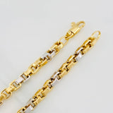 Pulso Veneciano Cuadrado 6.4g / 8 1/2 in / 4.43mm Dos Oros Amarillo Blanco 18K
