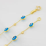 Pulso Aro Seguido Ojos Turcos 2.2g / 7 3/4 in / 0.85mm Oro Amarillo 18K