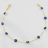 Bracelet Cubana Turkish Eyes 2.25g / 7 1/2 in / 1.03mm Yellow Gold 18K
