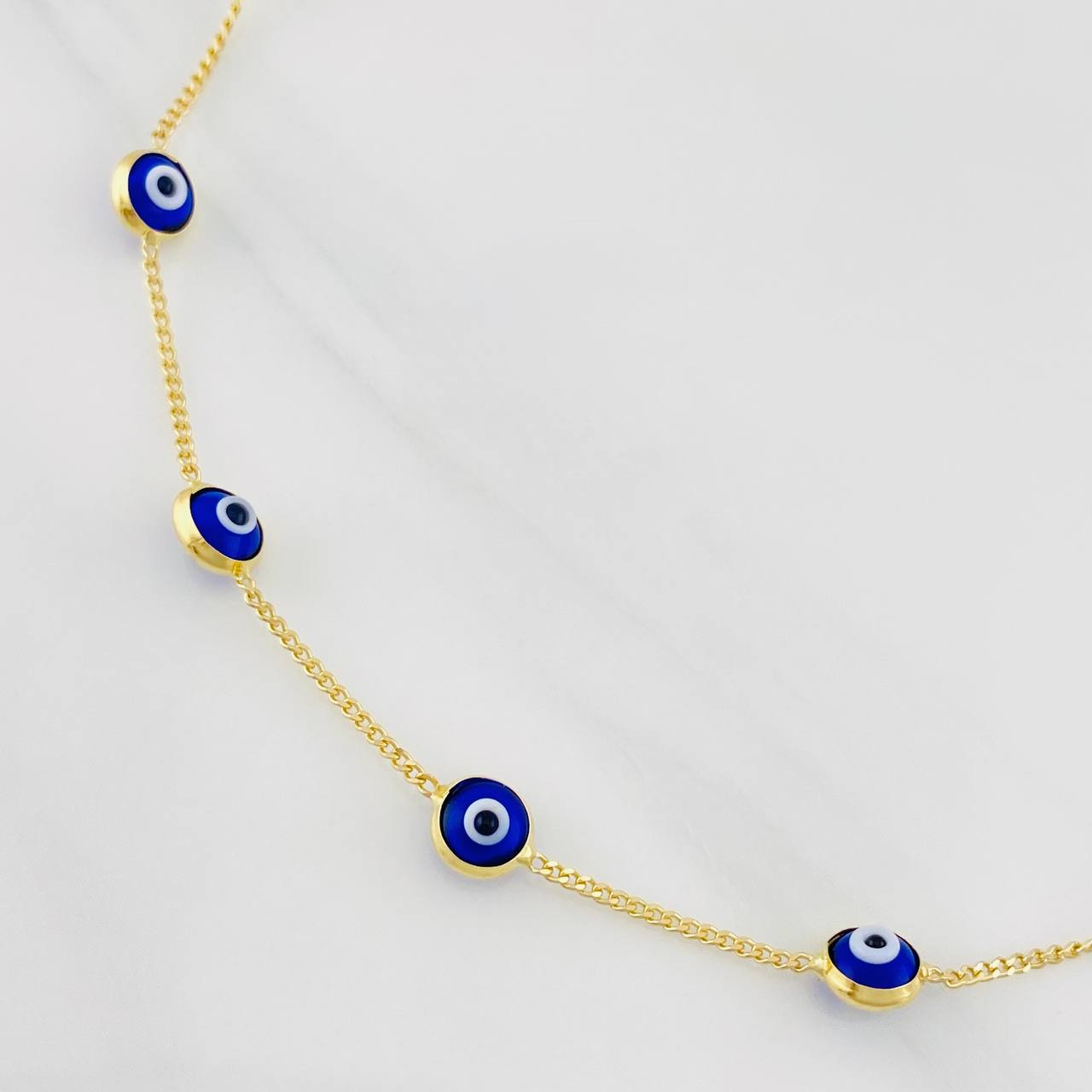 Bracelet Cubana Turkish Eyes 2.25g / 7 1/2 in / 1.03mm Yellow Gold 18K