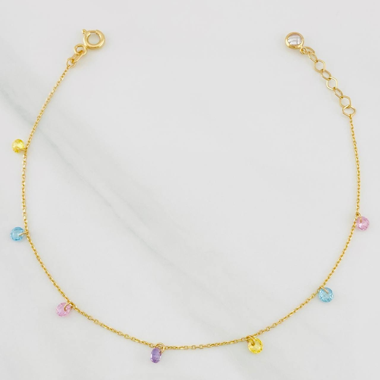 Bracelet Classic Link Sparkles 1.2g / 7 3/4 in - 6 3/4 in / 0.85mm Yellow Gold 18K