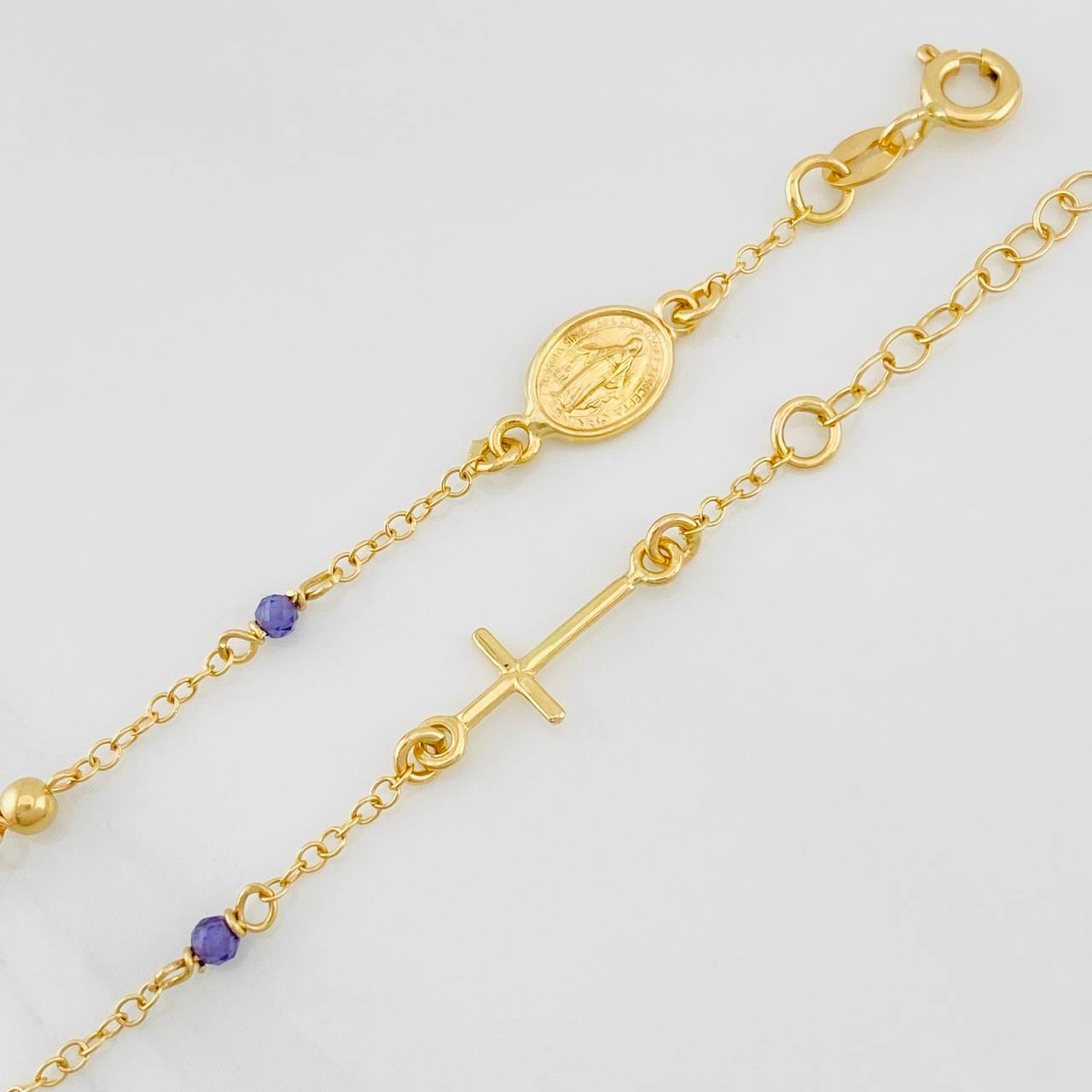 Pulso Modulable Denario Virgen Milagrosa 2g / 7 in - 6 1/4 in / 1.36mm Oro Amarillo 18K