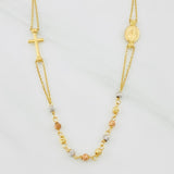 Cadena Denario Virgen Milagrosa 3.85g / 18 in / 0.88mm Tres Oros 18K