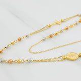Cadena Denario Virgen Milagrosa 3.85g / 18 in / 0.88mm Tres Oros 18K