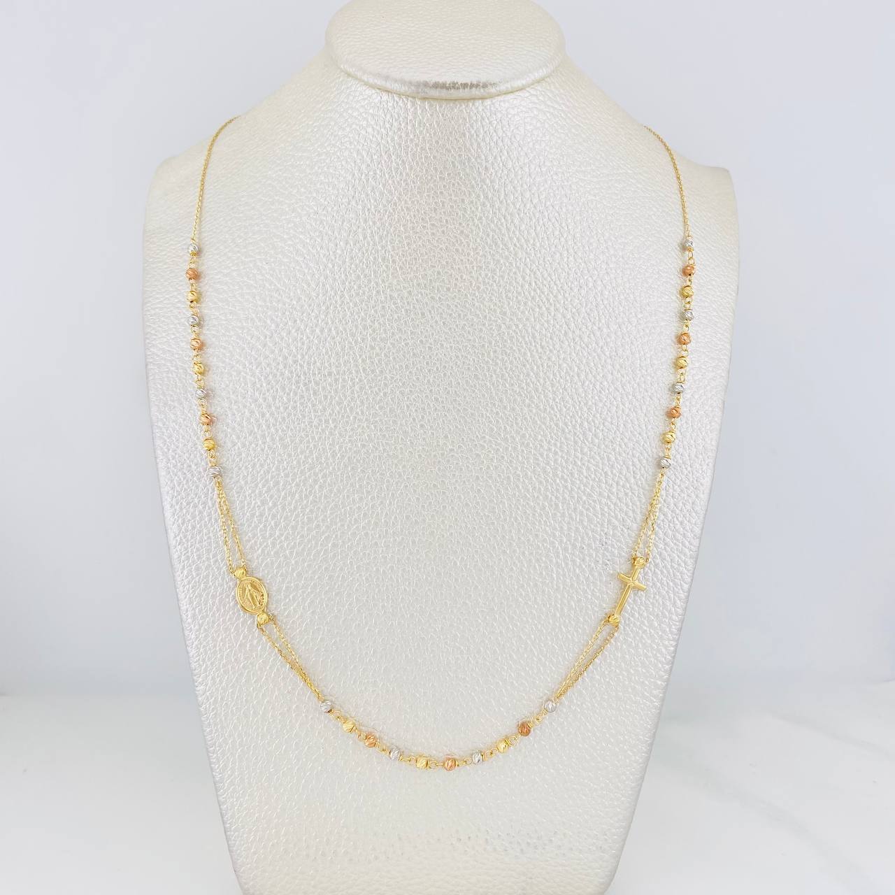 Cadena Denario Virgen Milagrosa 3.85g / 18 in / 0.88mm Tres Oros 18K