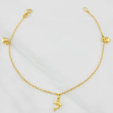 Tobillera Rolo Corazones Delfin 3.1g / 9 1/4 in / 2.04mm Oro Amarillo 18K