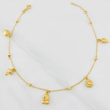 Tobillera Aro Seguido Figuras 3.55g / 9 3/4 in / 1.33mm Oro Amarillo 18K