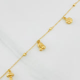 Tobillera Aro Seguido Figuras 3.55g / 9 3/4 in / 1.33mm Oro Amarillo 18K