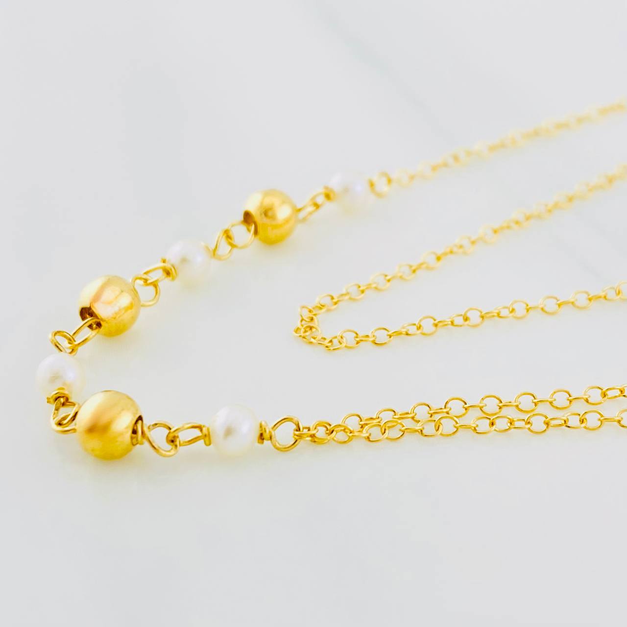 Cadena Aro Seguido Bolas 3g / 18 in / 1.35mm Oro Amarillo 18K