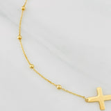 Pulso Modulable Aro Seguido Cruz 1.5g / 7 1/4 in - 6 1/2 in / 0.84mm Oro Amarillo 18K