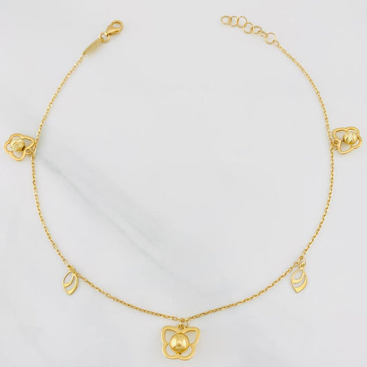 Classic Link Anklet Figures 2.75g / 9 3/4 in / 1mm Yellow Gold 18K