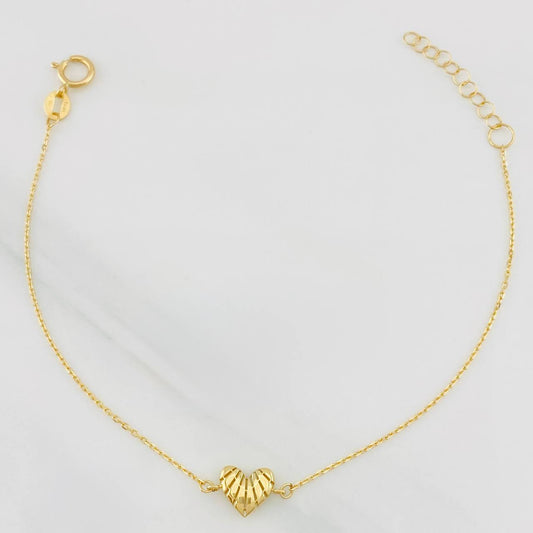 Pulso Modulable Aro Seguido Corazon 0.85g / 7 1/4 in - 6 1/2 in / 0.84mm Oro Amarillo 18K