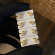 Stud Earrings Elephants 0.9gr White Zircons Green Yellow Gold