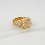 Horse Horseshoe Ring 5.45gr / T8 1/2 / Two Golds Yellow White 18K $