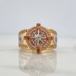 Anillo Brujula Estrella Cardinal 10gr / T11 / Tres Oros 18K $