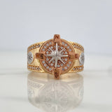 Anillo Brujula Estrella Cardinal 10gr / T11 / Tres Oros 18K $