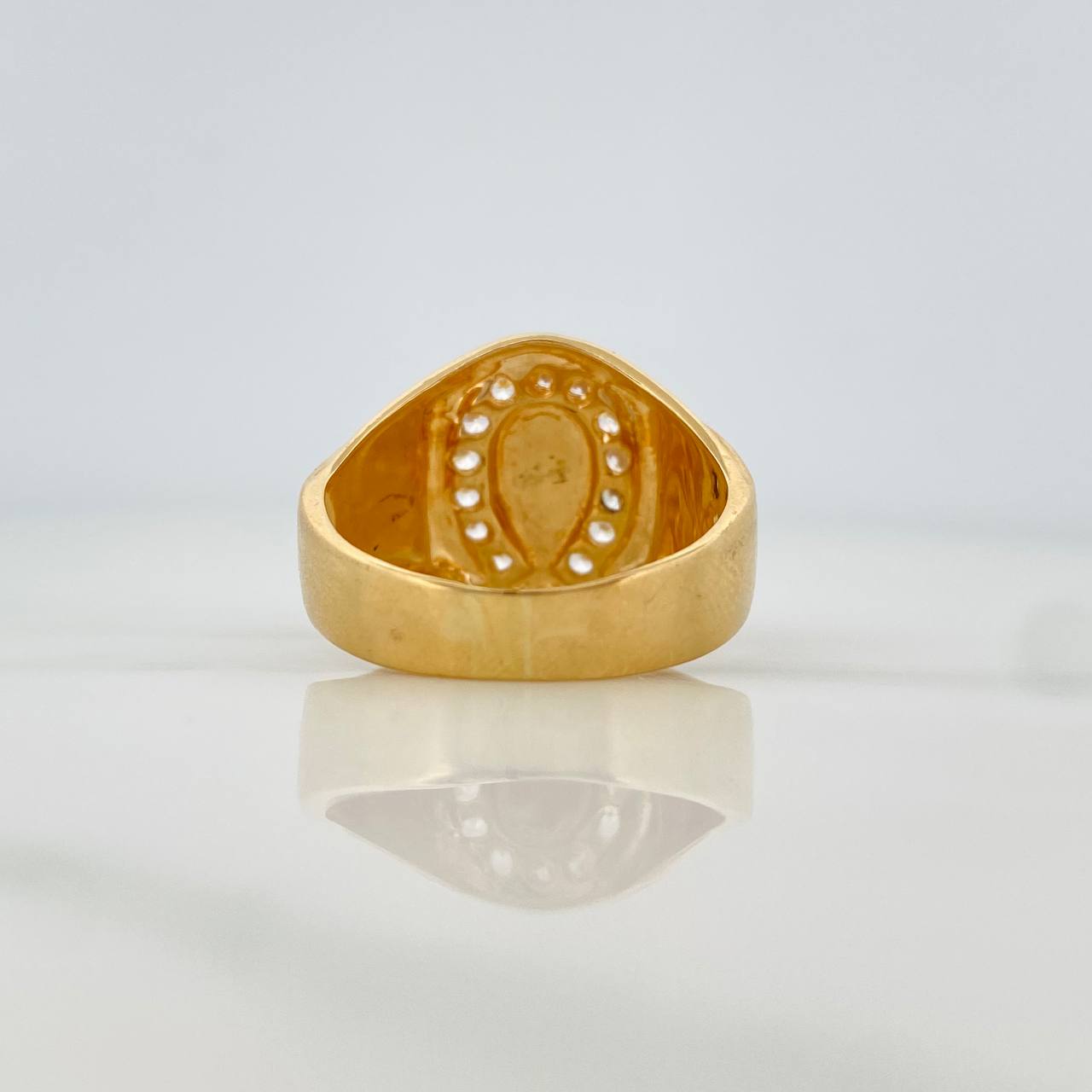 Seal Horseshoe Ring 10.8gr / T12 1/4 / Two Golds Yellow White 18K $