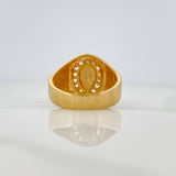 Seal Horseshoe Ring 10.8gr / T12 1/4 / Two Golds Yellow White 18K $