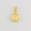 Dije Mate Letra V Bordeado 0.4g / 1/2 in Oro Amarillo 18K