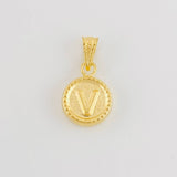 Pendant Matte Letter V Bordered 0.4g / 1/2 in Yellow Gold 18K