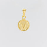 Pendant Matte Letter V Bordered 0.4g / 1/2 in Yellow Gold 18K