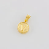 Pendant Matte Letter V Bordered 0.4g / 1/2 in Yellow Gold 18K