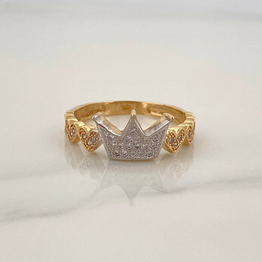 Ring Crown Hearts 2.8gr / T6 3/4 / 18K Two Yellow White Golds %