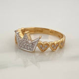 Ring Crown Hearts 2.8gr / T6 3/4 / 18K Two Yellow White Golds %