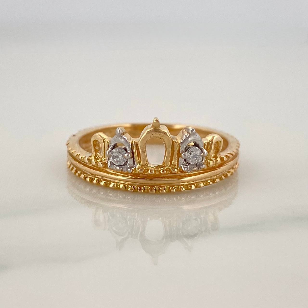 Anillo Corona 2.5gr / T5 1/2 / Dos Oros Amarillo Blanco 18K %