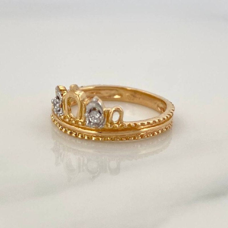 Anillo Corona 2.5gr / T5 1/2 / Dos Oros Amarillo Blanco 18K %