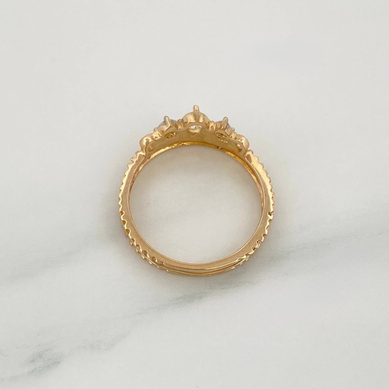 Anillo Corona 2.5gr / T5 1/2 / Dos Oros Amarillo Blanco 18K %