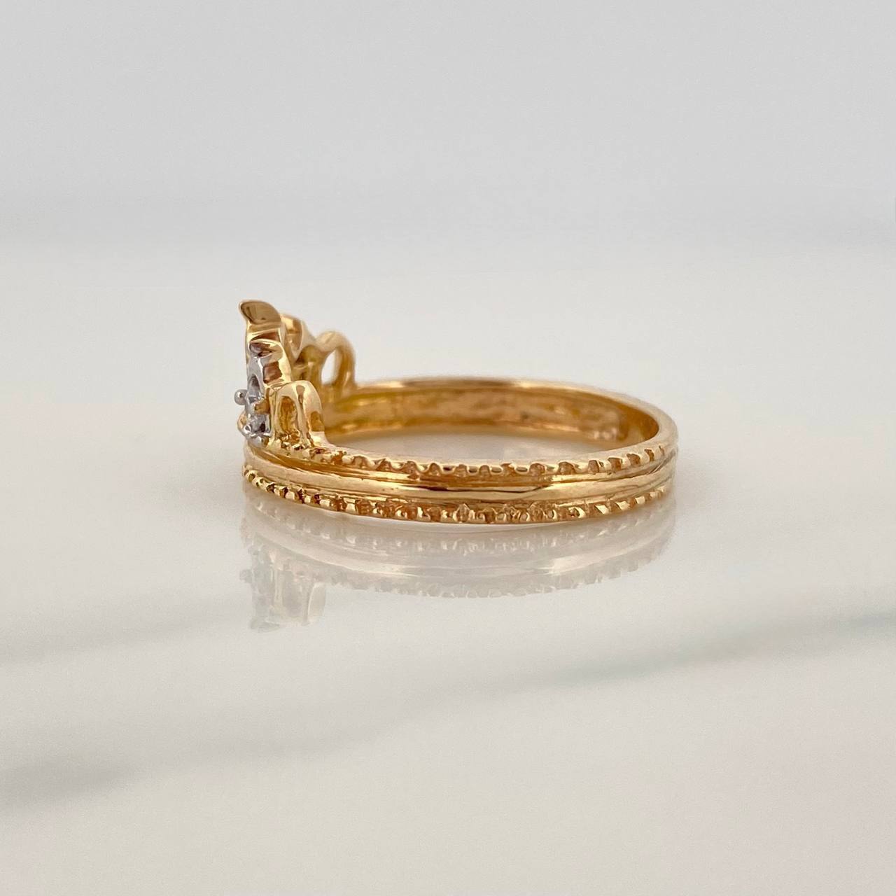 Anillo Corona 2.5gr / T5 1/2 / Dos Oros Amarillo Blanco 18K %