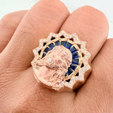 Anillo Rostro De Cristo 10.55gr / T9 / Dos Oros Amarillo Rosa 18K $