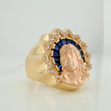 Anillo Rostro De Cristo 10.55gr / T9 / Dos Oros Amarillo Rosa 18K $