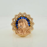 Anillo Rostro De Cristo 10.55gr / T9 / Dos Oros Amarillo Rosa 18K $