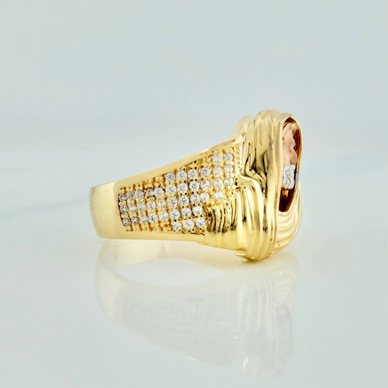 Anillo Rostro De Cristo 8.2gr / T11 1/4 / Tres Oros  18K $