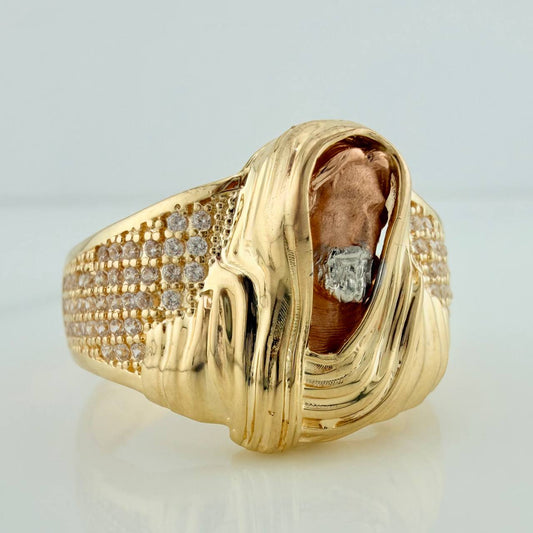 Anillo Rostro De Cristo 8.2gr / T11 1/4 / Tres Oros  18K $