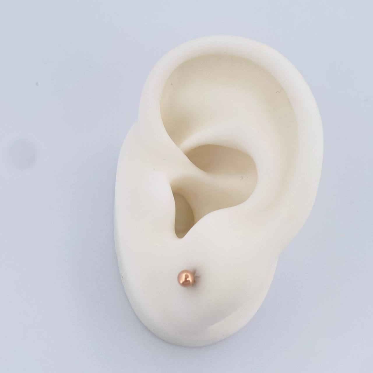 Plain Bead Stud Earrings 0.4gr / 3mm Rose Gold 18K %