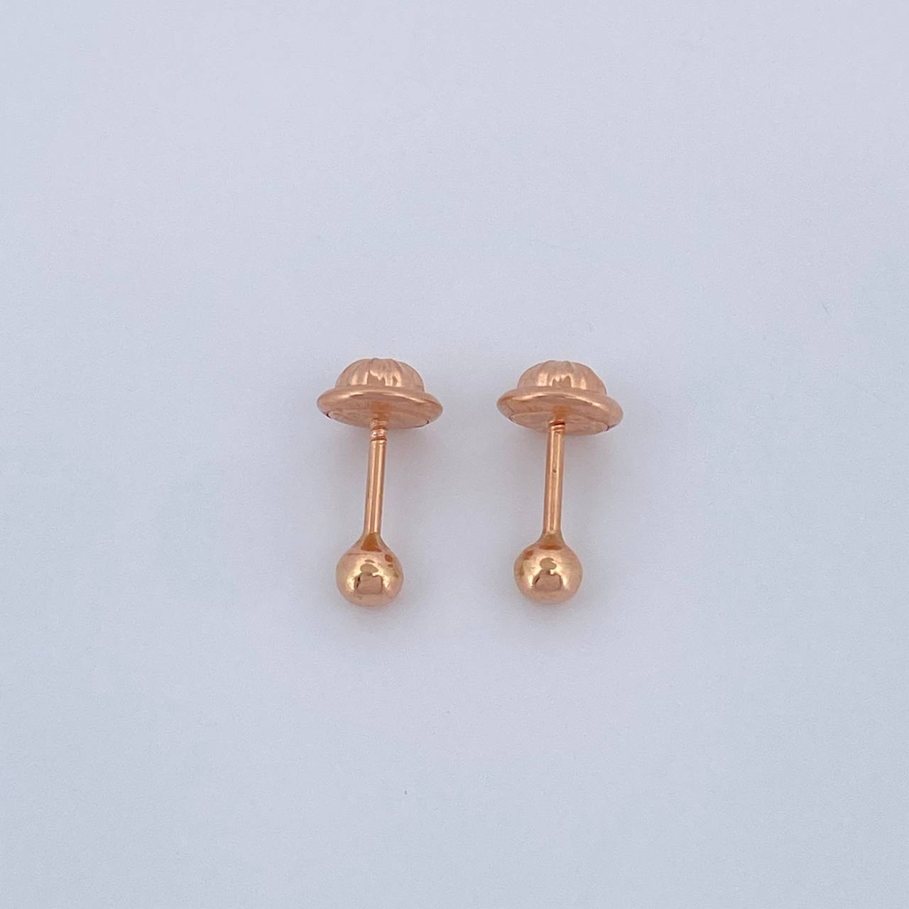 Plain Bead Stud Earrings 0.4gr / 3mm Rose Gold 18K %