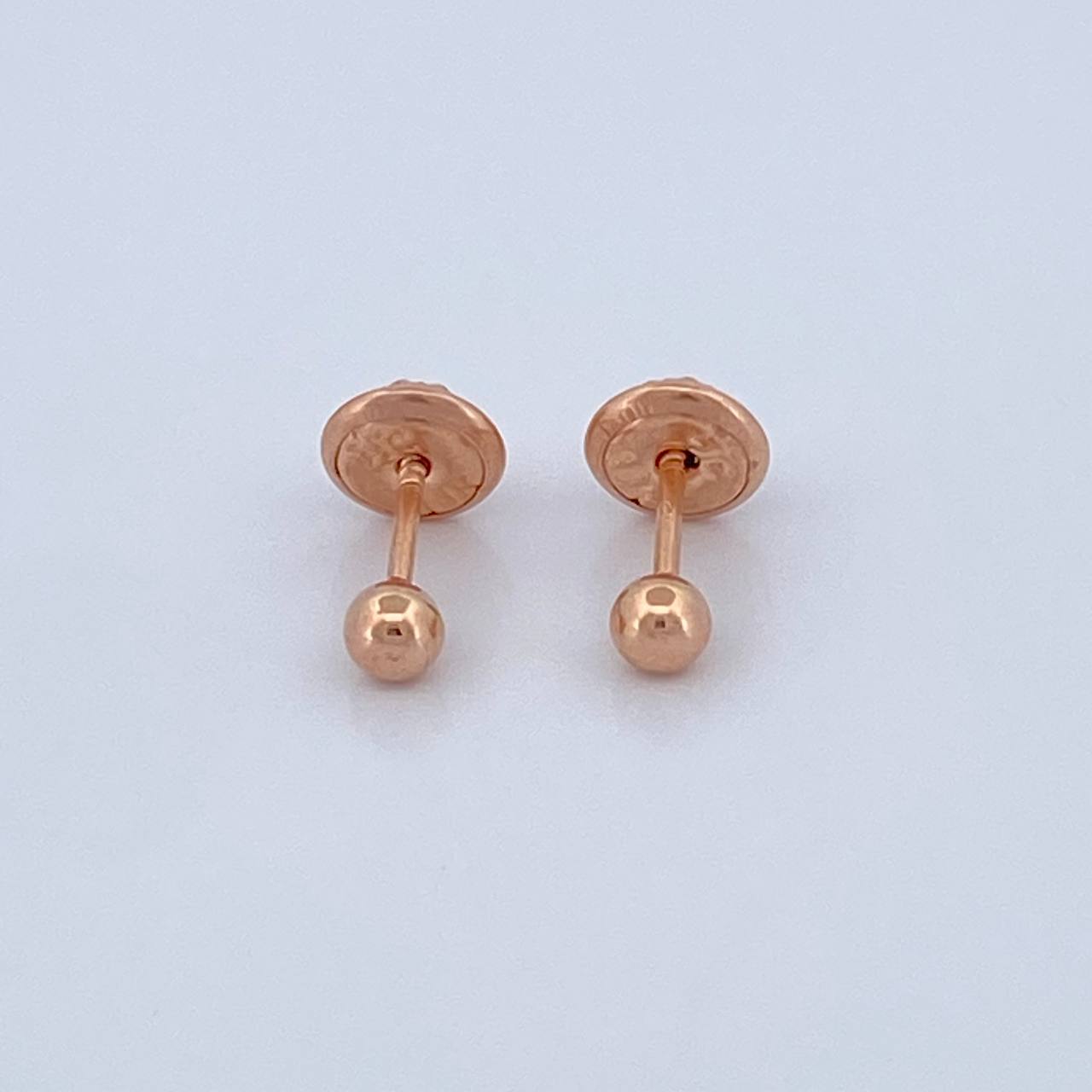 Plain Bead Stud Earrings 0.4gr / 3mm Rose Gold 18K %